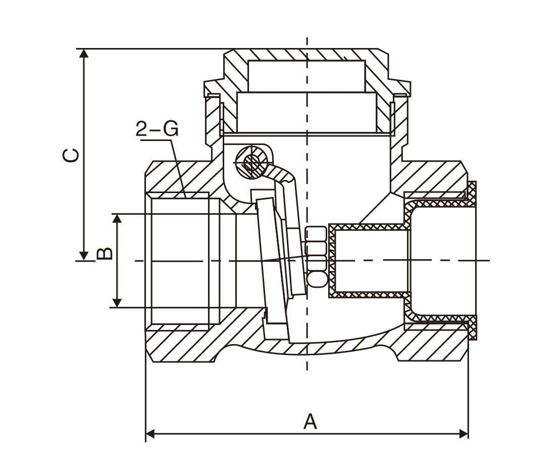 黃銅卧式止(zhi)回閥(圖1)