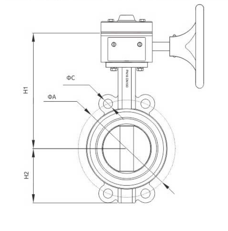 蝸(wo)輪消防信(xìn)号對夾蝶(die)閥(圖1)